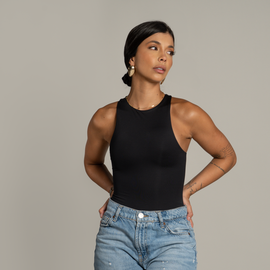 High-neck Bodysuit negro