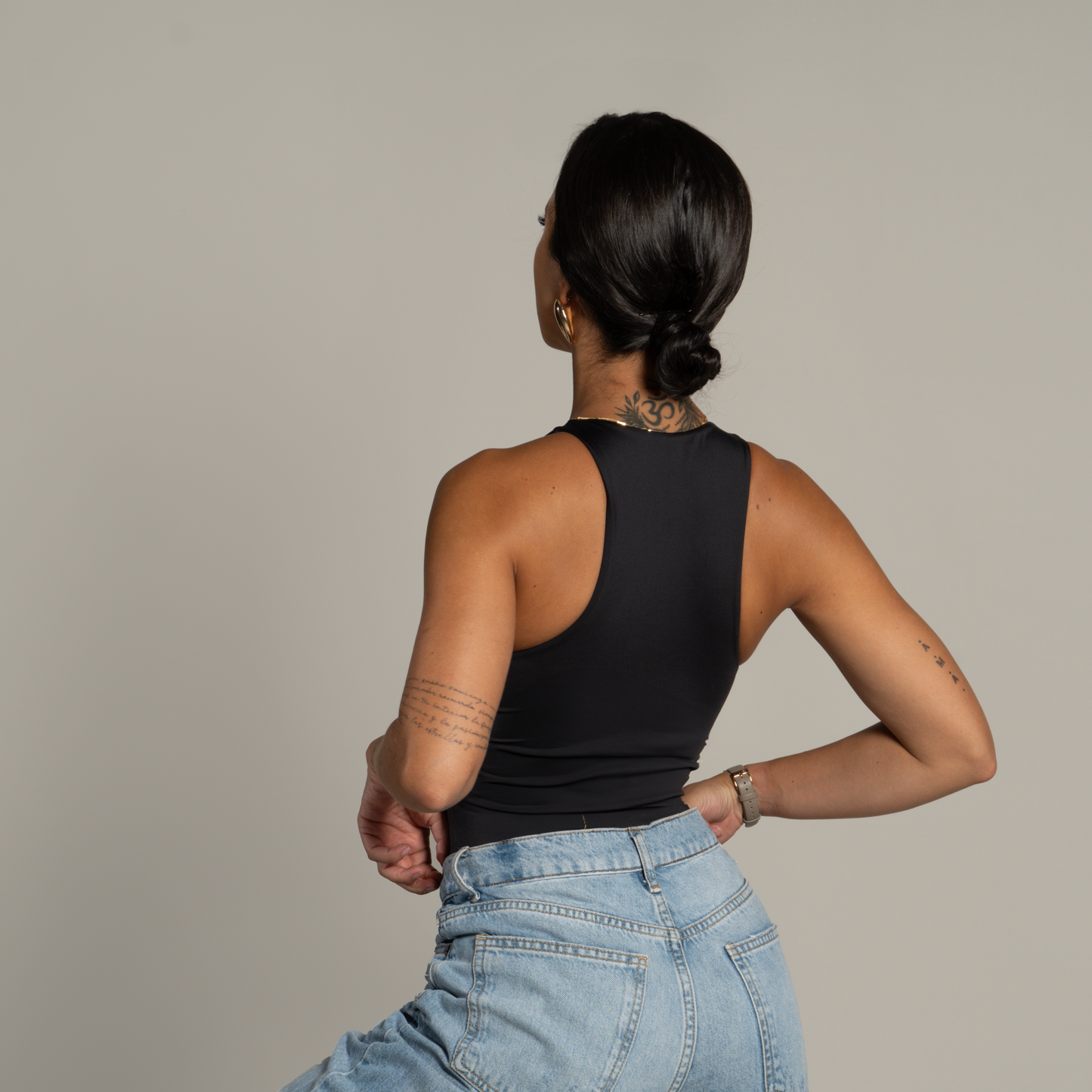 High-neck Bodysuit negro