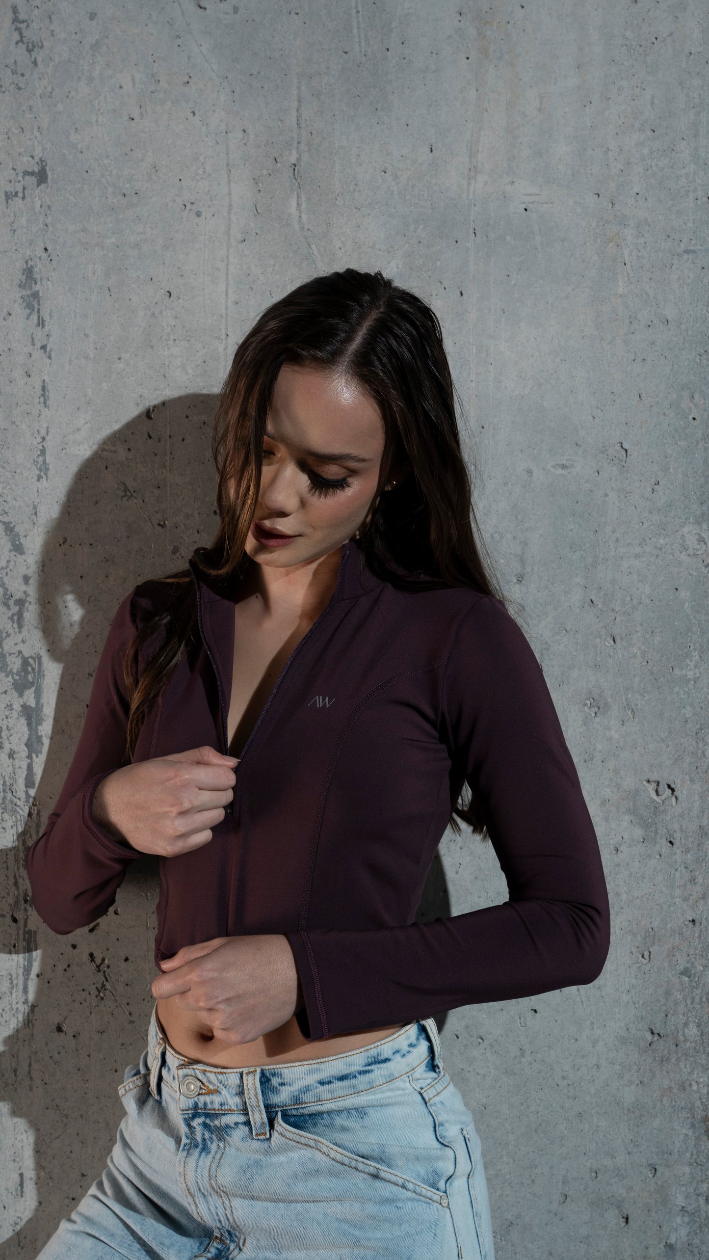 Crop side cuts Plum purple