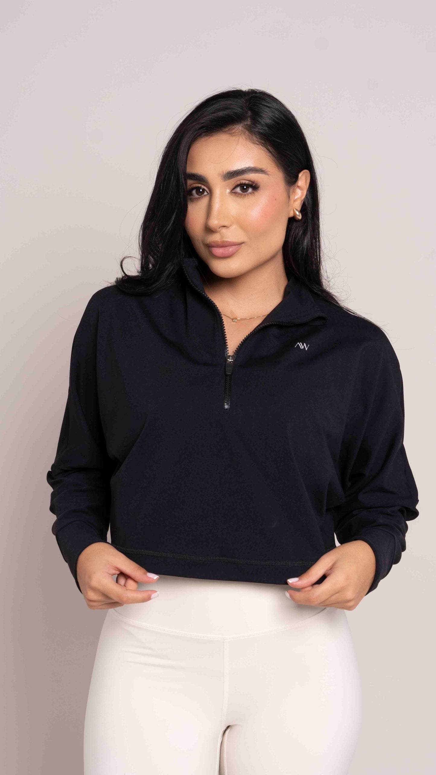 Overzised zip neck Negro