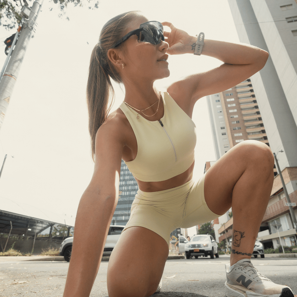 Racer Zip Sport Bra Lime Mist