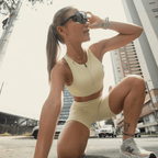 Racer Zip Sport Bra Lime Mist