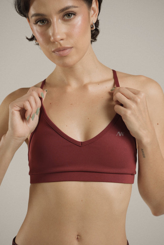 V neck bra sens Deep Red