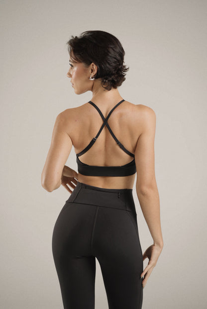 Twist halter sport bra Negro