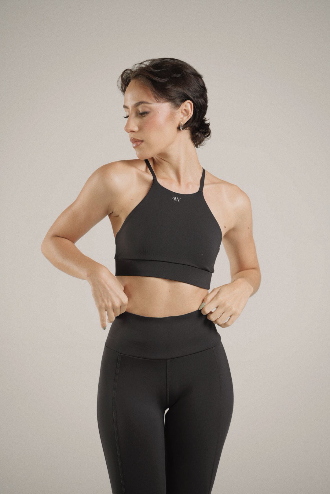 Twist halter sport bra Negro