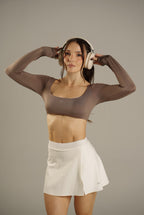 Long Sleeve Crop Cocoa Glow