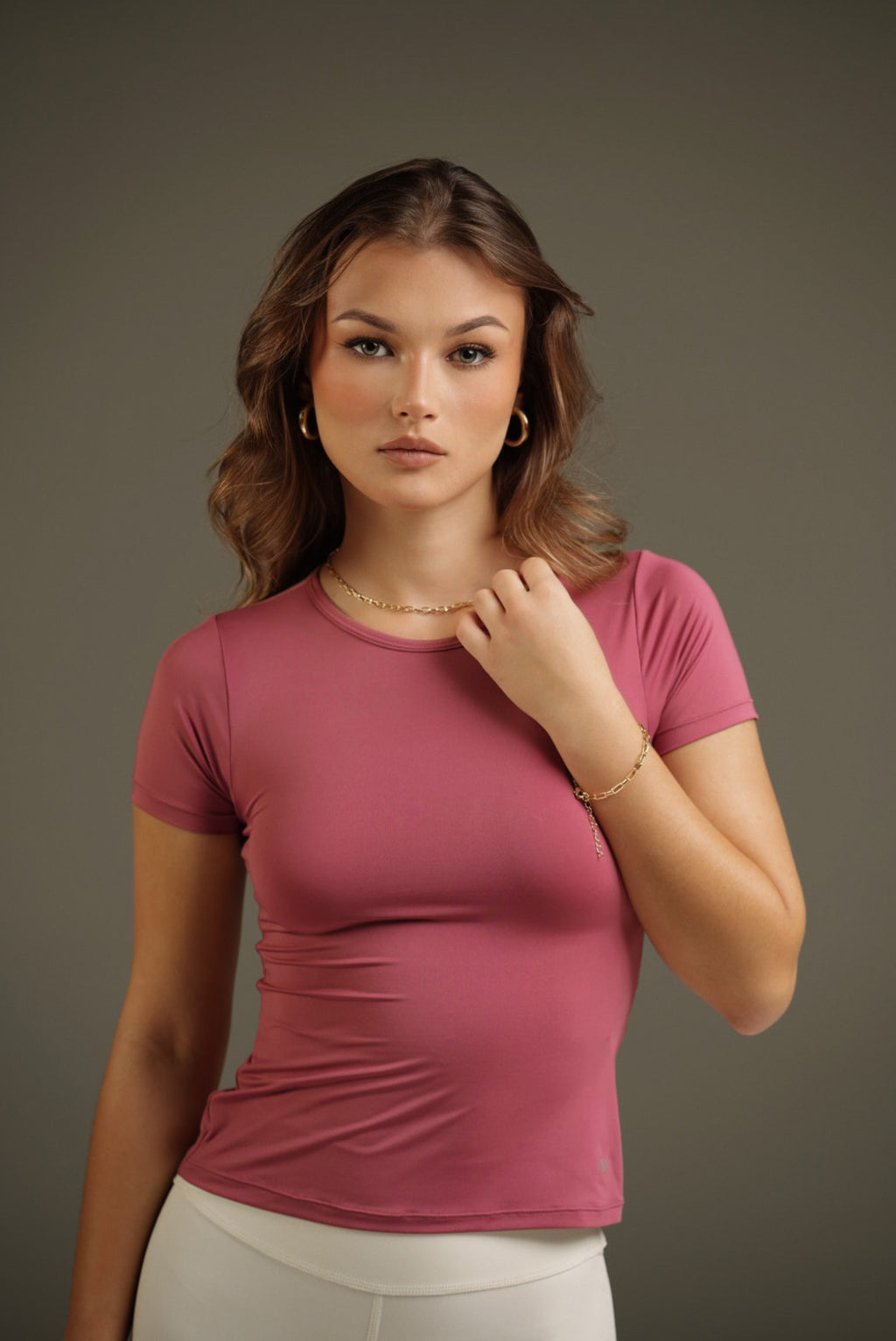 Slim Performance Tee Deep Rosa