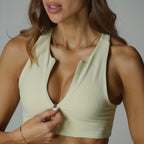 Racer Zip Sport Bra Lime Mist
