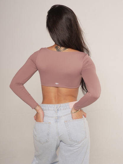 Long Sleeve Crop Chocolate