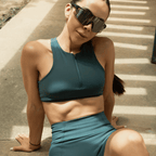 Racer Zip Sport Bra Evergreen