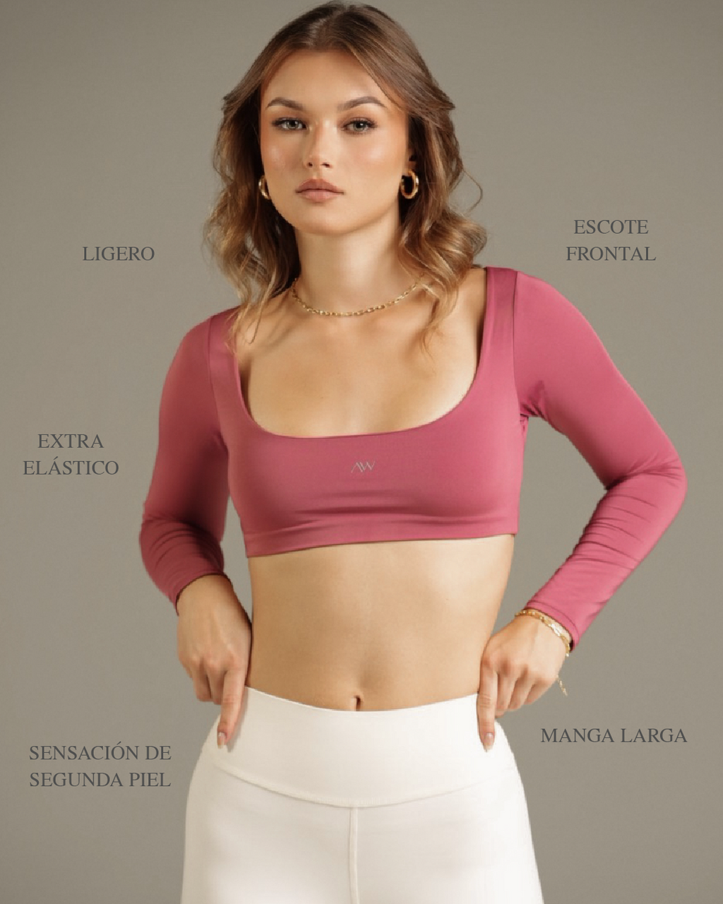 Long Sleeve Crop Deep Rosa