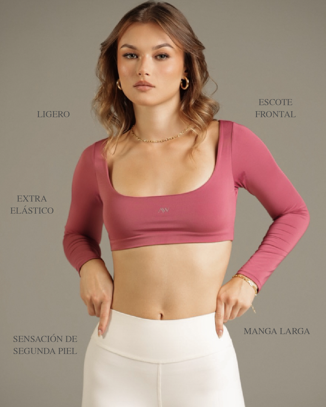 Long Sleeve Crop Deep Rosa