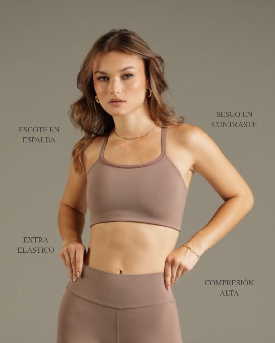 Contrast Strappy sport Bra Cocoa Glow