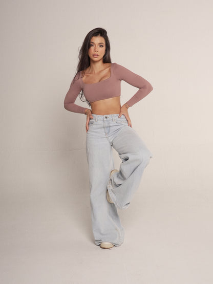 Long Sleeve Crop Chocolate