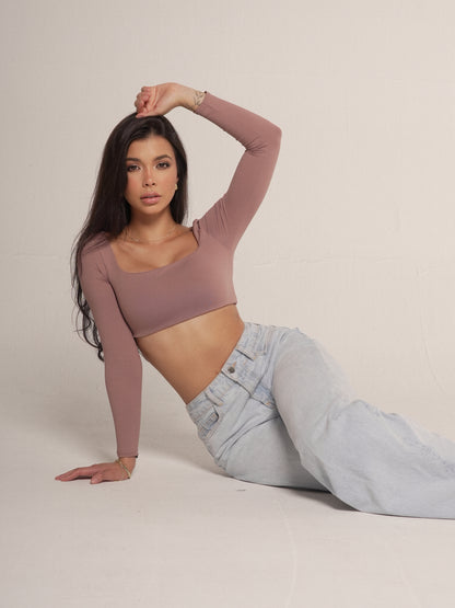 Long Sleeve Crop Chocolate