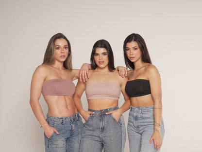 Strapless crop Almond