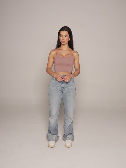 Crop Top Tirantes Chocolate