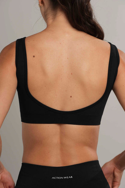 Square bra seamless Negro