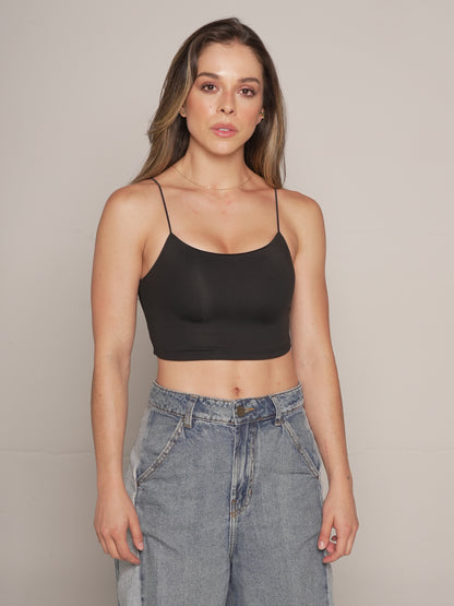 Crop Top Tirantes Negro