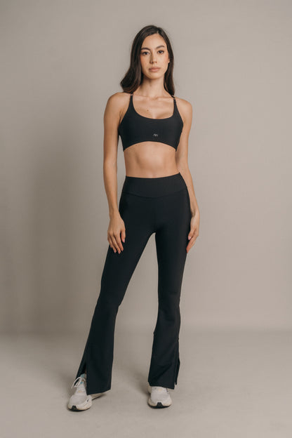 High waist leggings flair Negro smoke