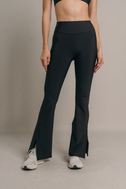 High waist leggings flair Negro smoke