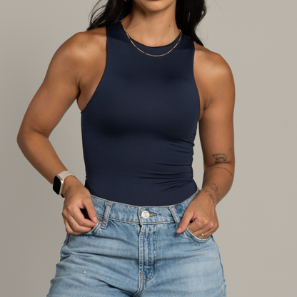 High-neck Bodysuit Navy