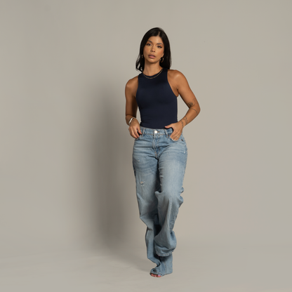 High-neck Bodysuit Navy