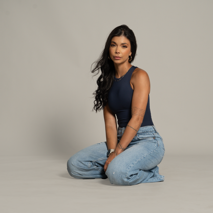 High-neck Bodysuit Navy