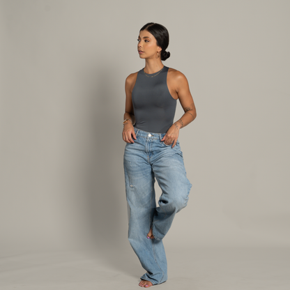 High-neck Bodysuit Gris