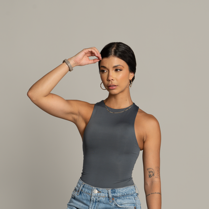High-neck Bodysuit Gris