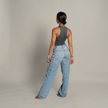 High-neck Bodysuit Gris