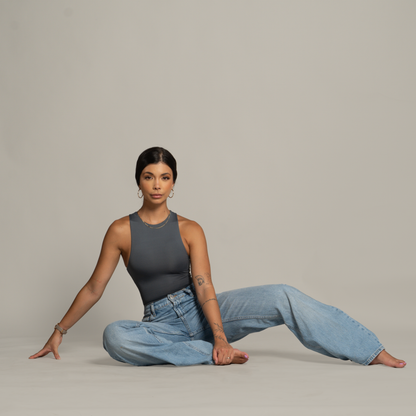 High-neck Bodysuit Gris