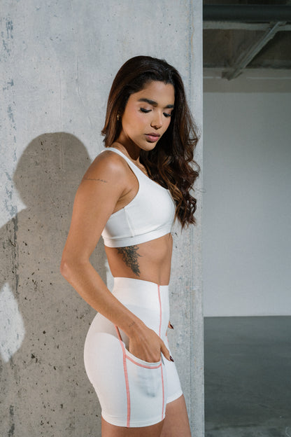 Contrast Pockets Biker Crudo