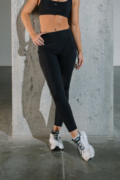 Contrast Pockets leggings Negro