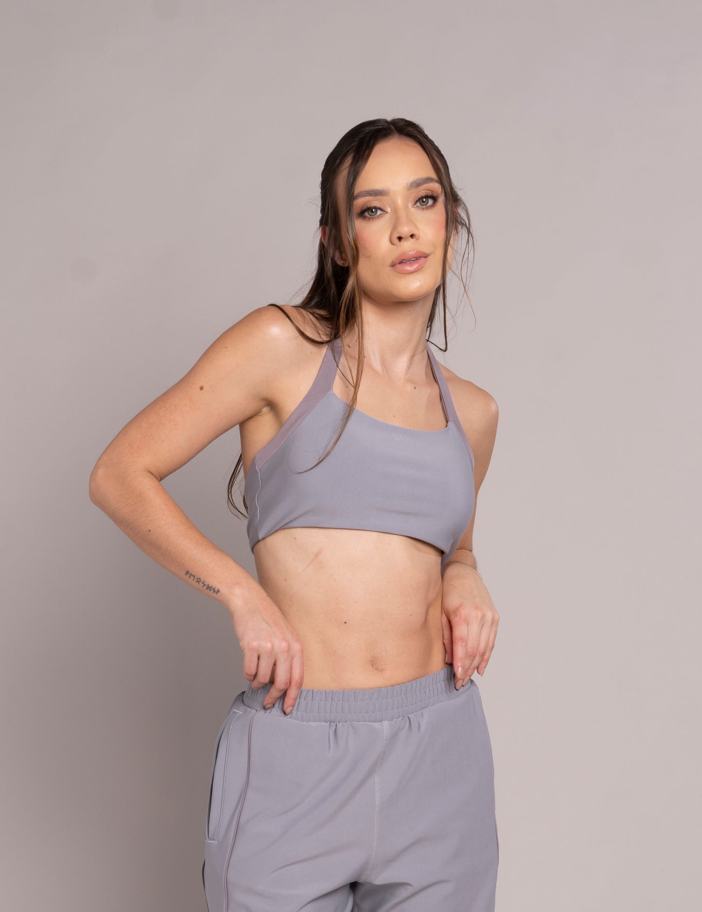 Contrast Halter top Silver mist