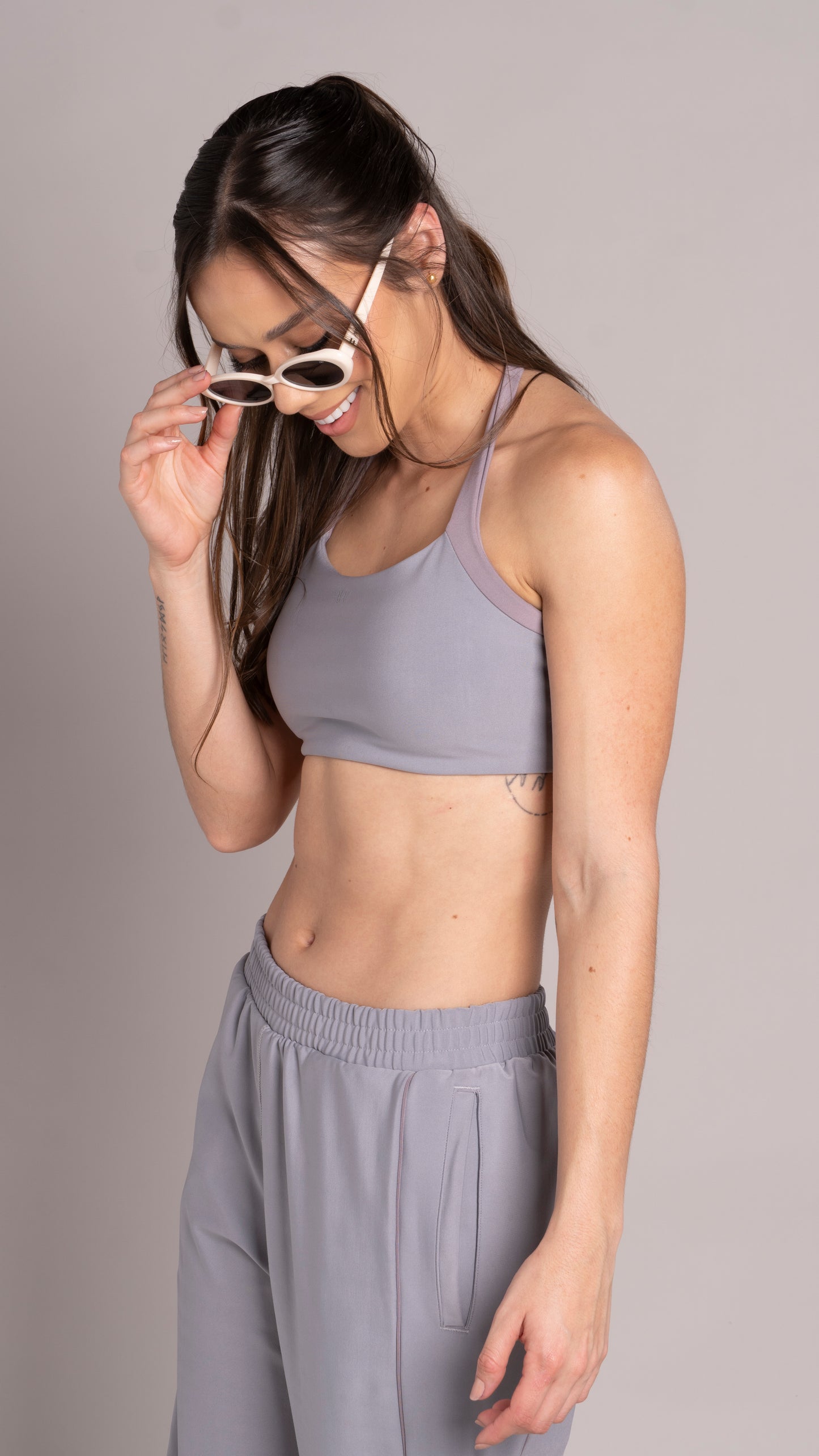 Contrast Halter top Silver mist