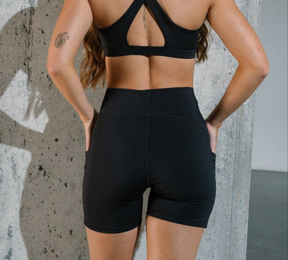 Contrast Pockets Biker Negro