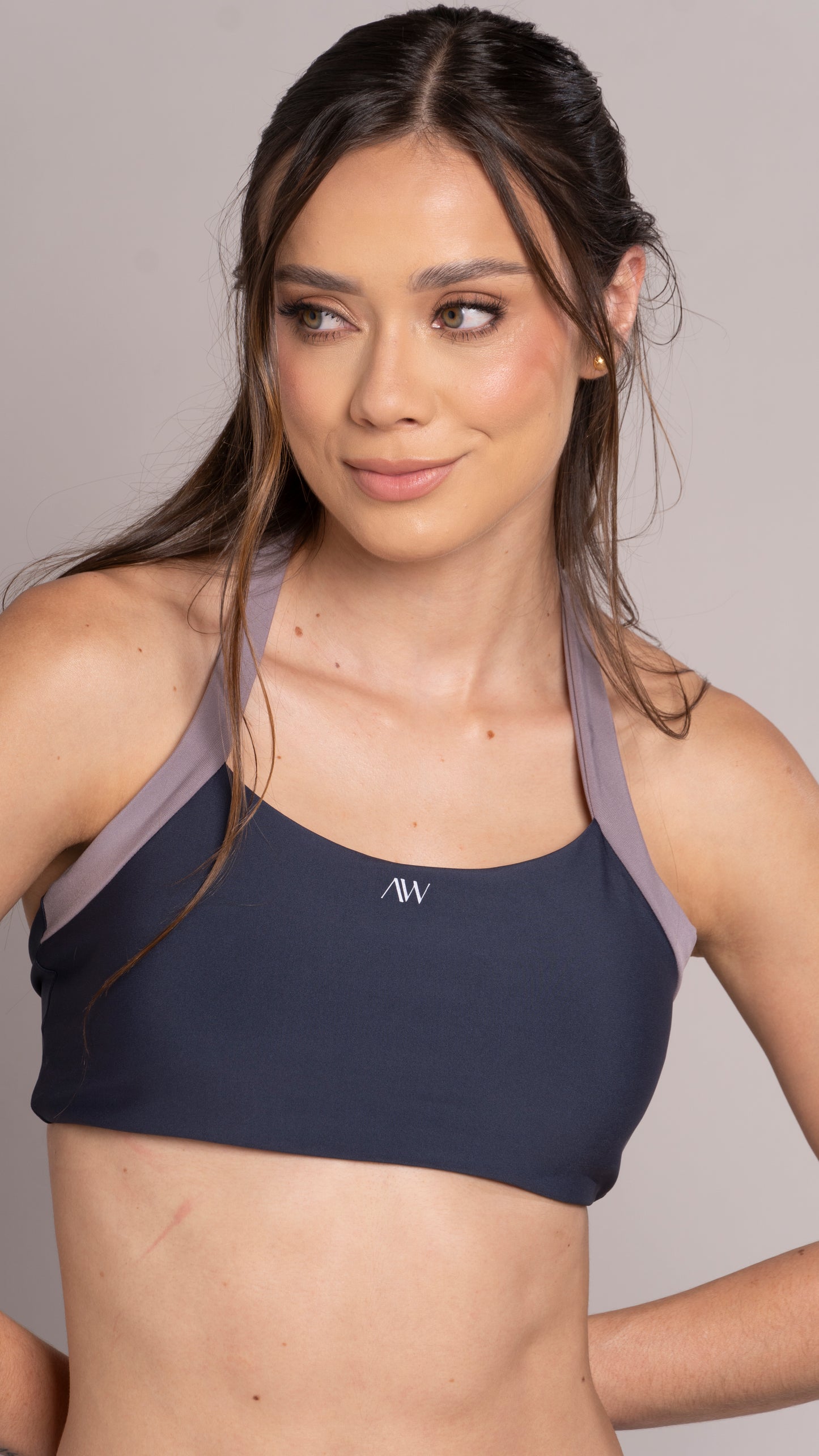 Contrast Halter top Azul Noche