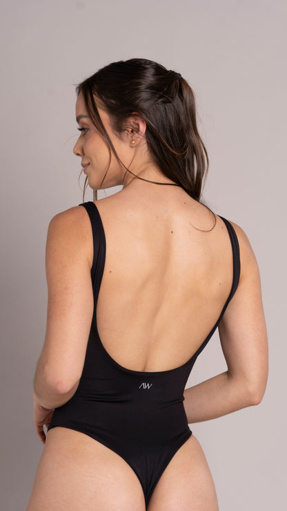 Square neck bodysuit Negro