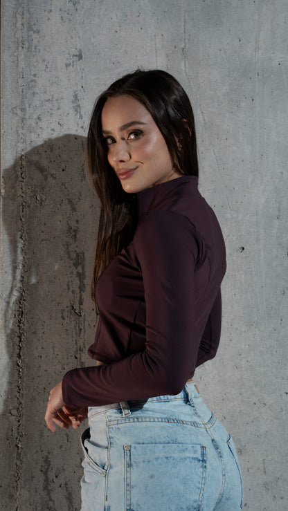 Crop side cuts Plum purple