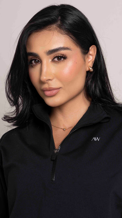 Overzised zip neck Negro