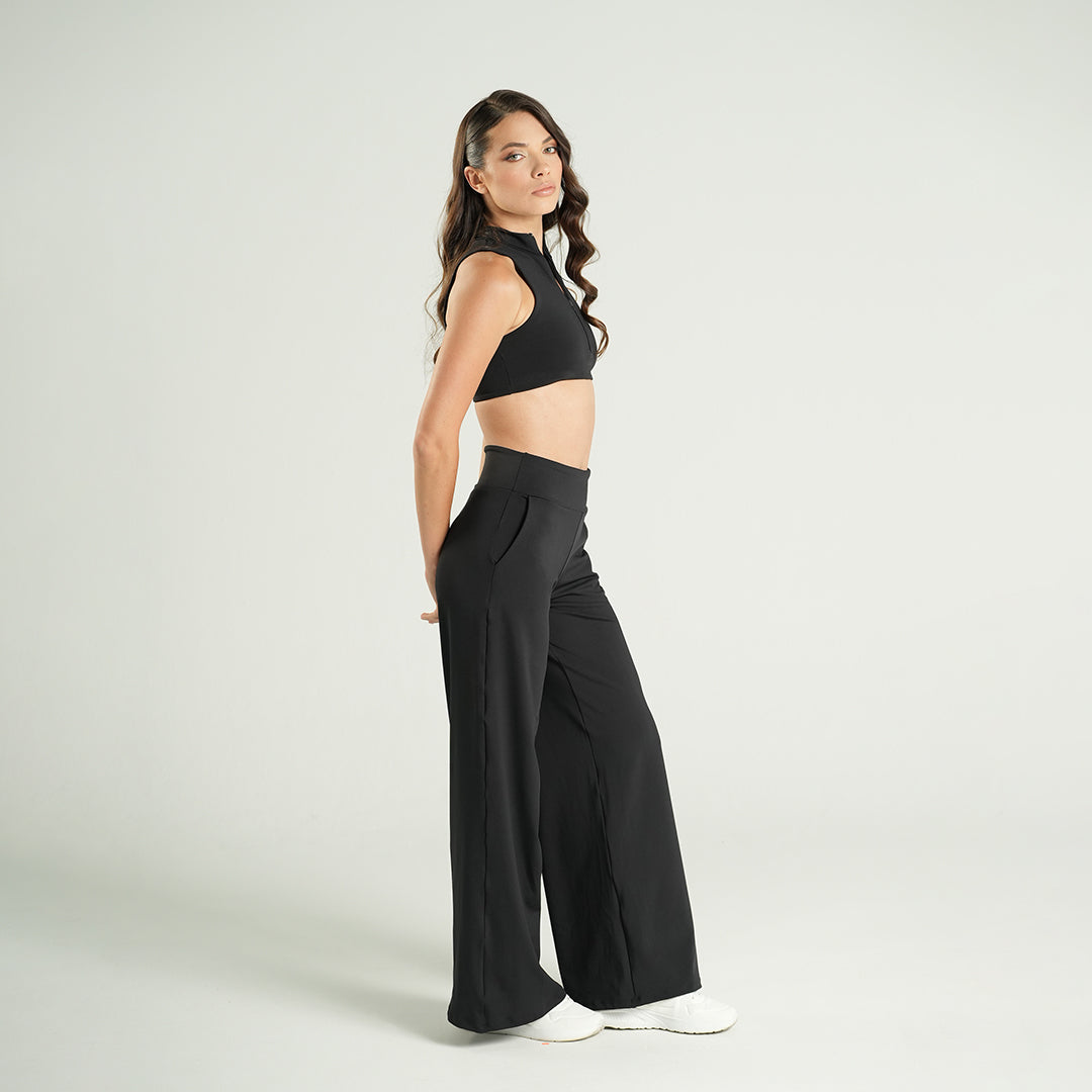 Quarter Zip Sport Bra Negro