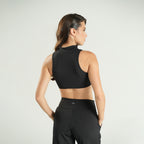 Quarter Zip Sport Bra Negro
