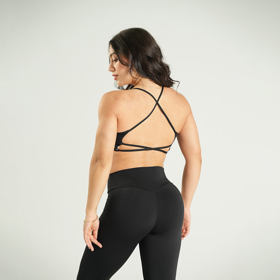 Strappy Sport Bra Negro