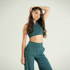 Quarter Zip Sport Bra Midnight Green