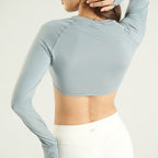 Long Sleeve Crop Cosmic Gray