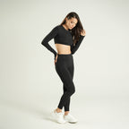 Long Sleeve Crop Negro