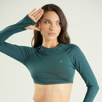 Long Sleeve Crop Midnight Green
