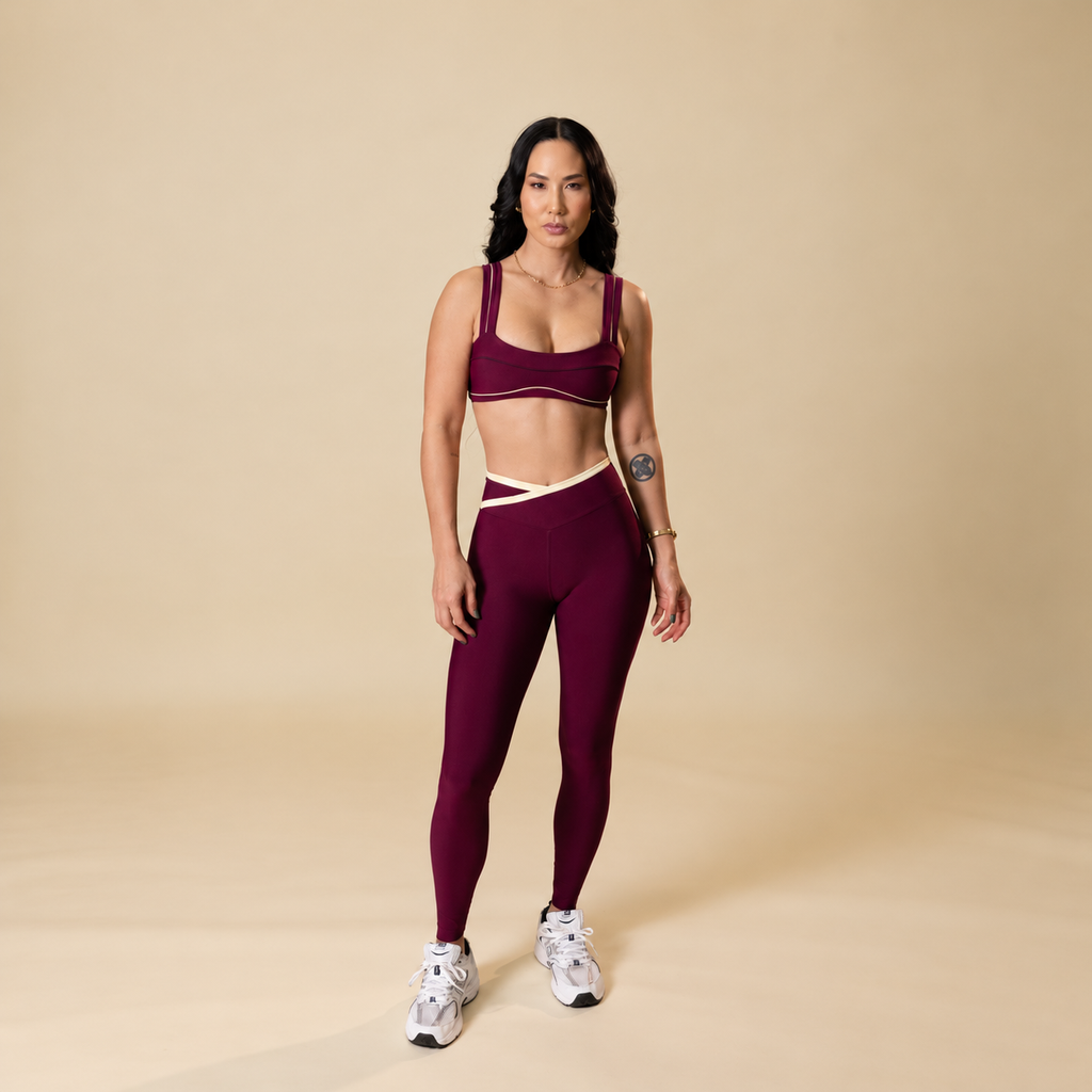Contrast Leggings V Burgundy