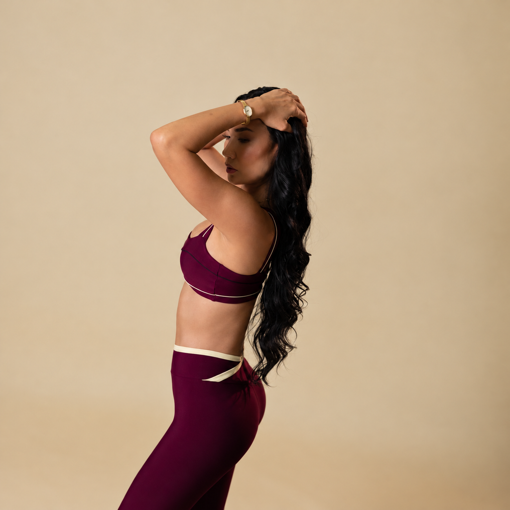 Contrast Leggings V Burgundy